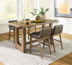 Best Deals Furniture - Ashley Furniture - Cabalynn Counter Height Dining Table and 4 Barstools - Counter Height Dining Table and 4 Barstools / Light Brown - D974D3