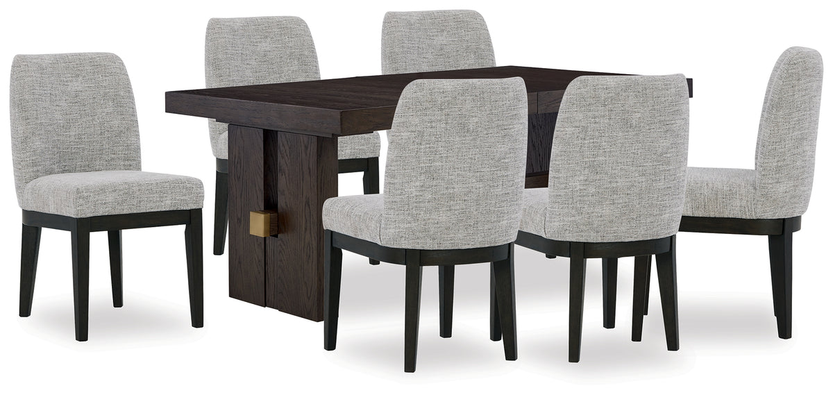 Best Deals Furniture - Ashley Furniture - Burkhaus Dining Table and 6 Chairs - Dining Table and 6 Chairs / Dark Brown - D984D8