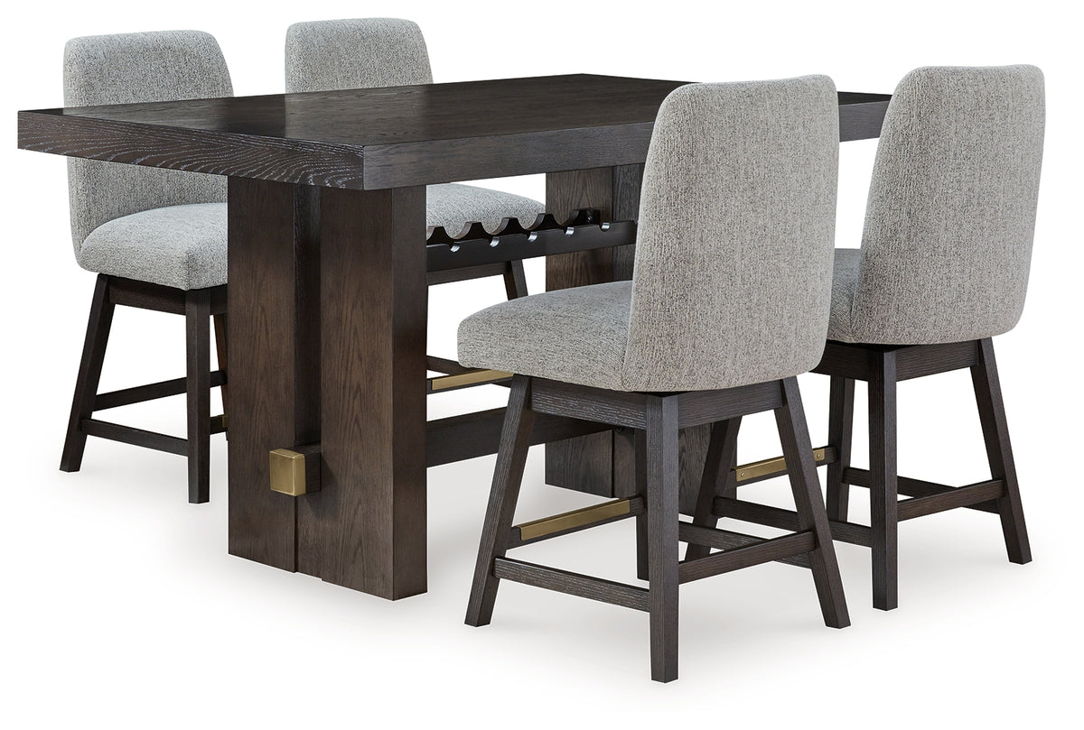 Best Deals Furniture - Ashley Furniture - Burkhaus Counter Height Dining Table and 4 Barstools - Counter Height Dining Table and 4 Barstools / Dark Brown - D984D5