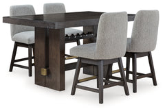 Best Deals Furniture - Ashley Furniture - Burkhaus Counter Height Dining Table and 4 Barstools - Counter Height Dining Table and 4 Barstools / Dark Brown - D984D5