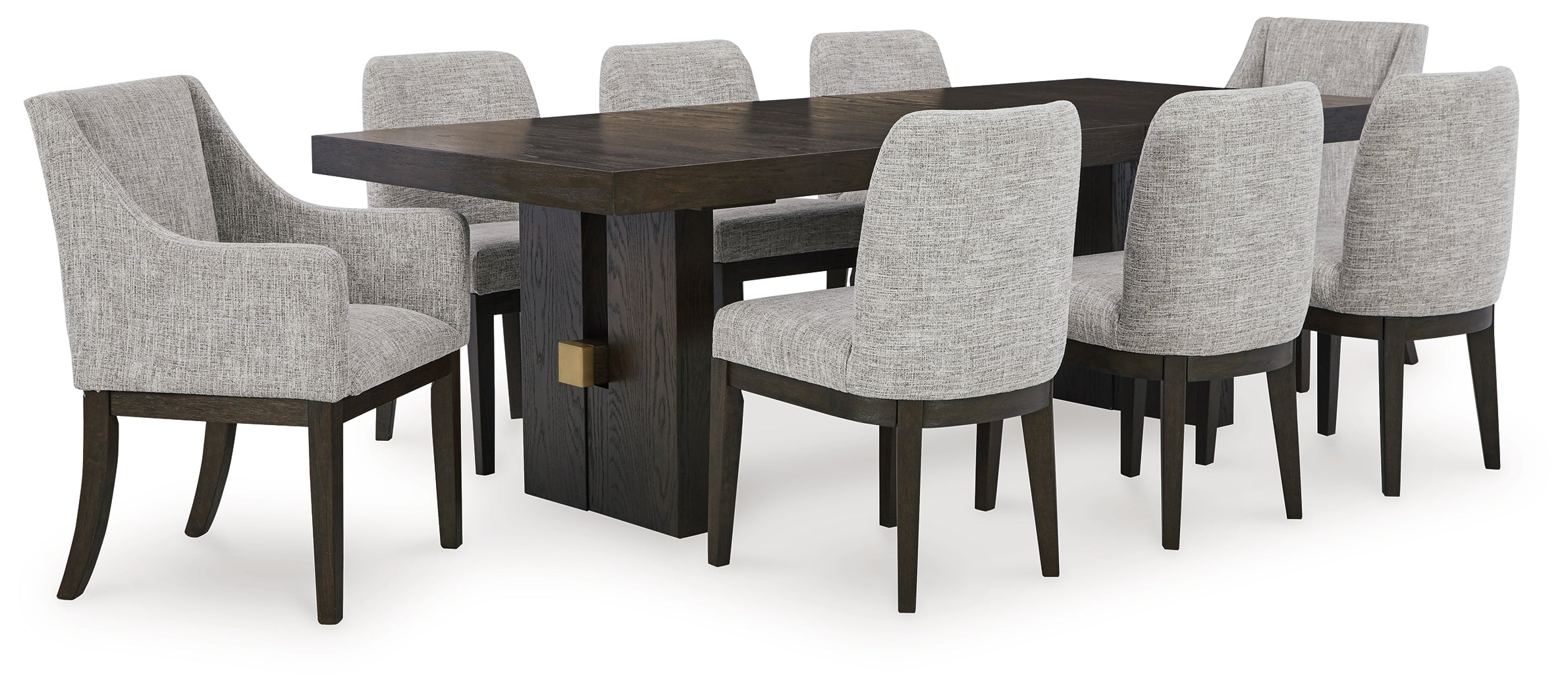 Best Deals Furniture - Ashley Furniture - Burkhaus Dining Table and 8 Chairs - Dining Table and 8 Chairs / Dark Brown - D984D7