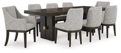 Best Deals Furniture - Ashley Furniture - Burkhaus Dining Table and 8 Chairs - Dining Table and 8 Chairs / Dark Brown - D984D7
