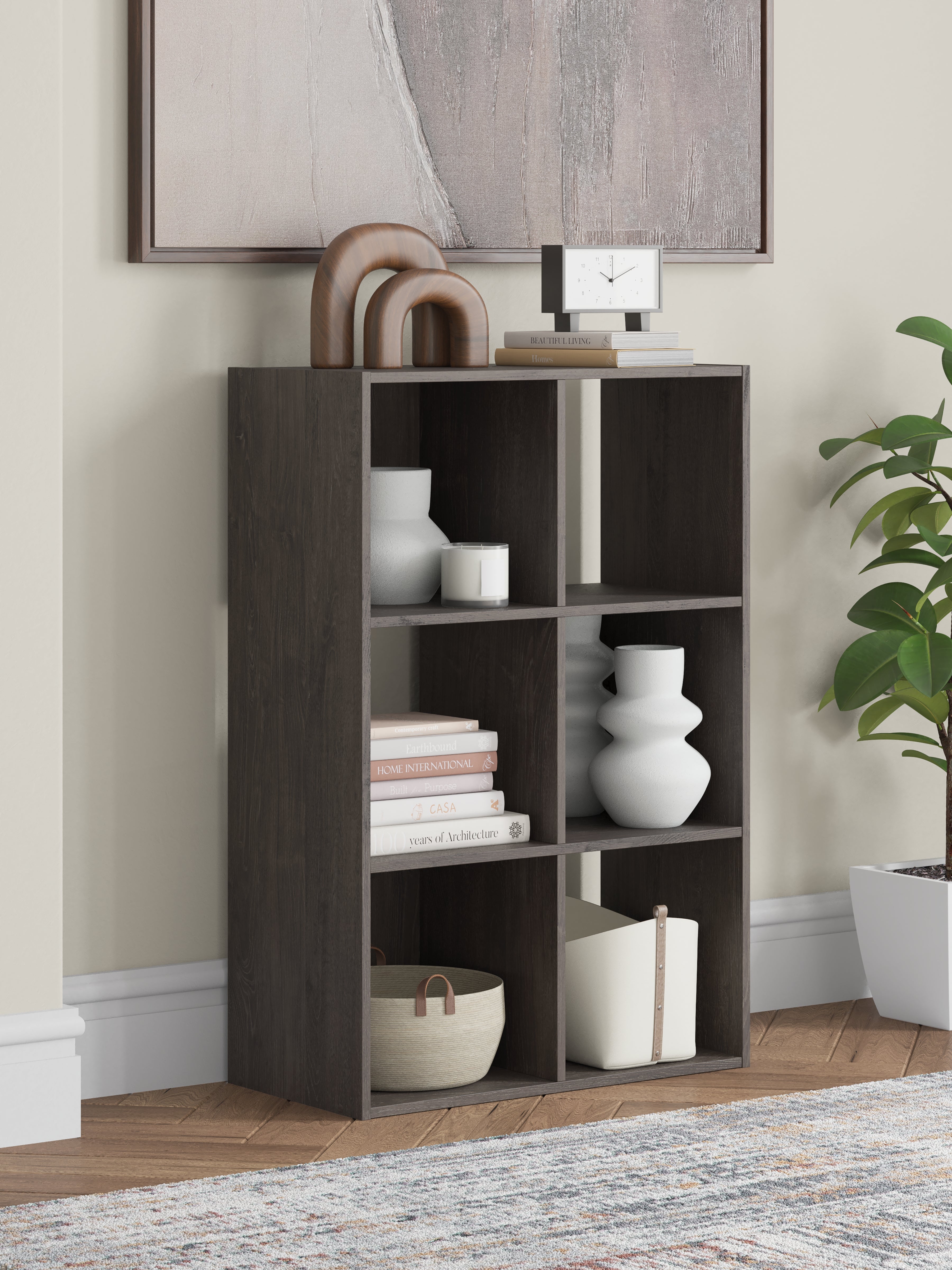 Best Deals Furniture - Ashley Furniture - Piperton Six Cube Organizer - Six Cube Organizer / Charcoal - EA5514-3X2