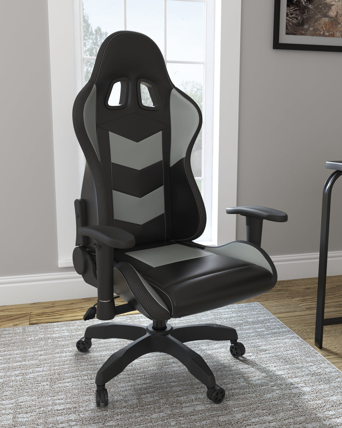 Best Deals Furniture - Ashley Furniture - Lynxtyn Home Office Desk Chair - Home Office Swivel Desk Chair / Black/Gray - H400-09A
