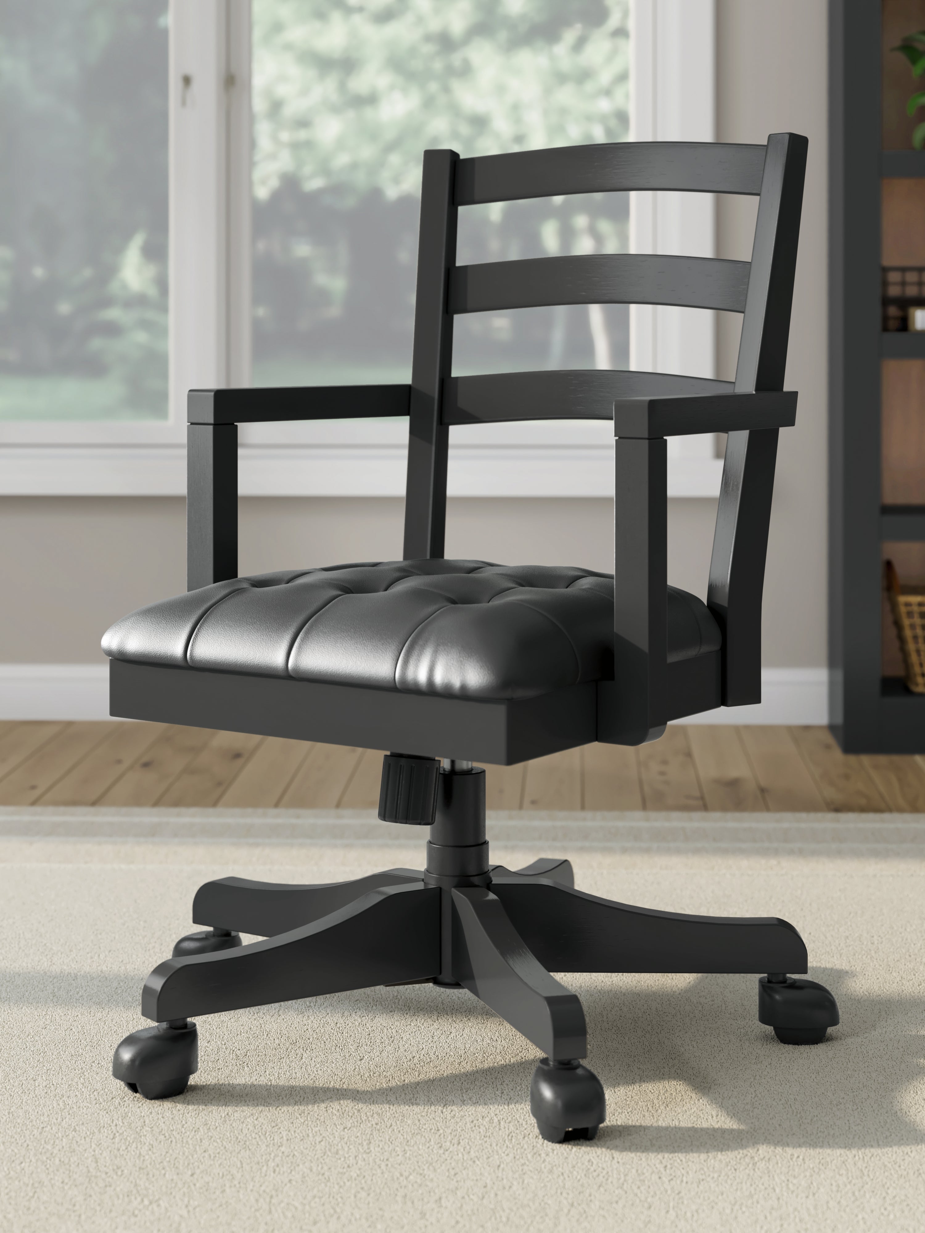 Best Deals Furniture - Ashley Furniture - Wildenauer Home Office Desk Chair - Home Office Swivel Desk Chair / Black - H664-01A
