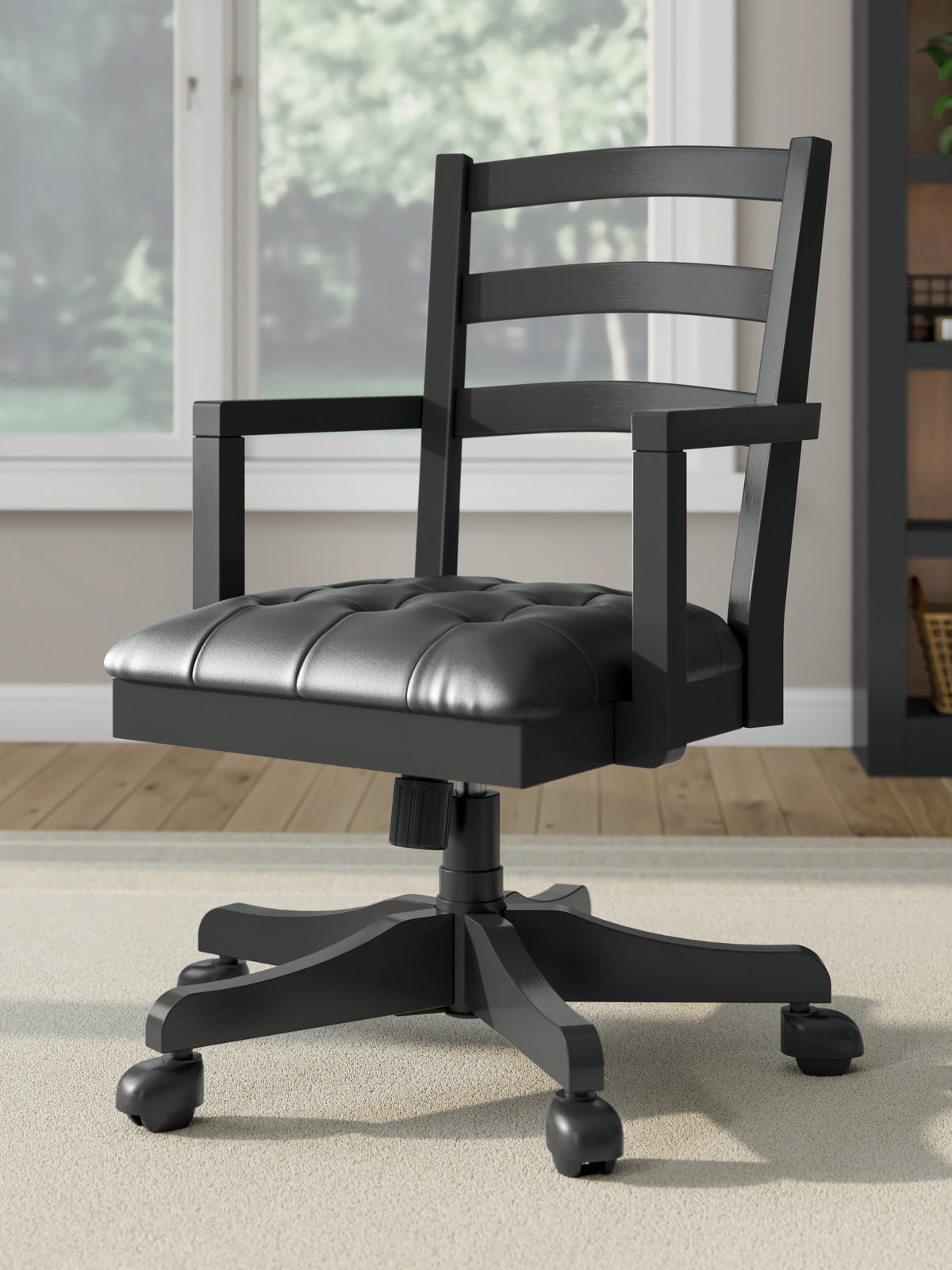 Best Deals Furniture - Ashley Furniture - Wildenauer Home Office Desk Chair - Home Office Swivel Desk Chair / Black - H664-01A