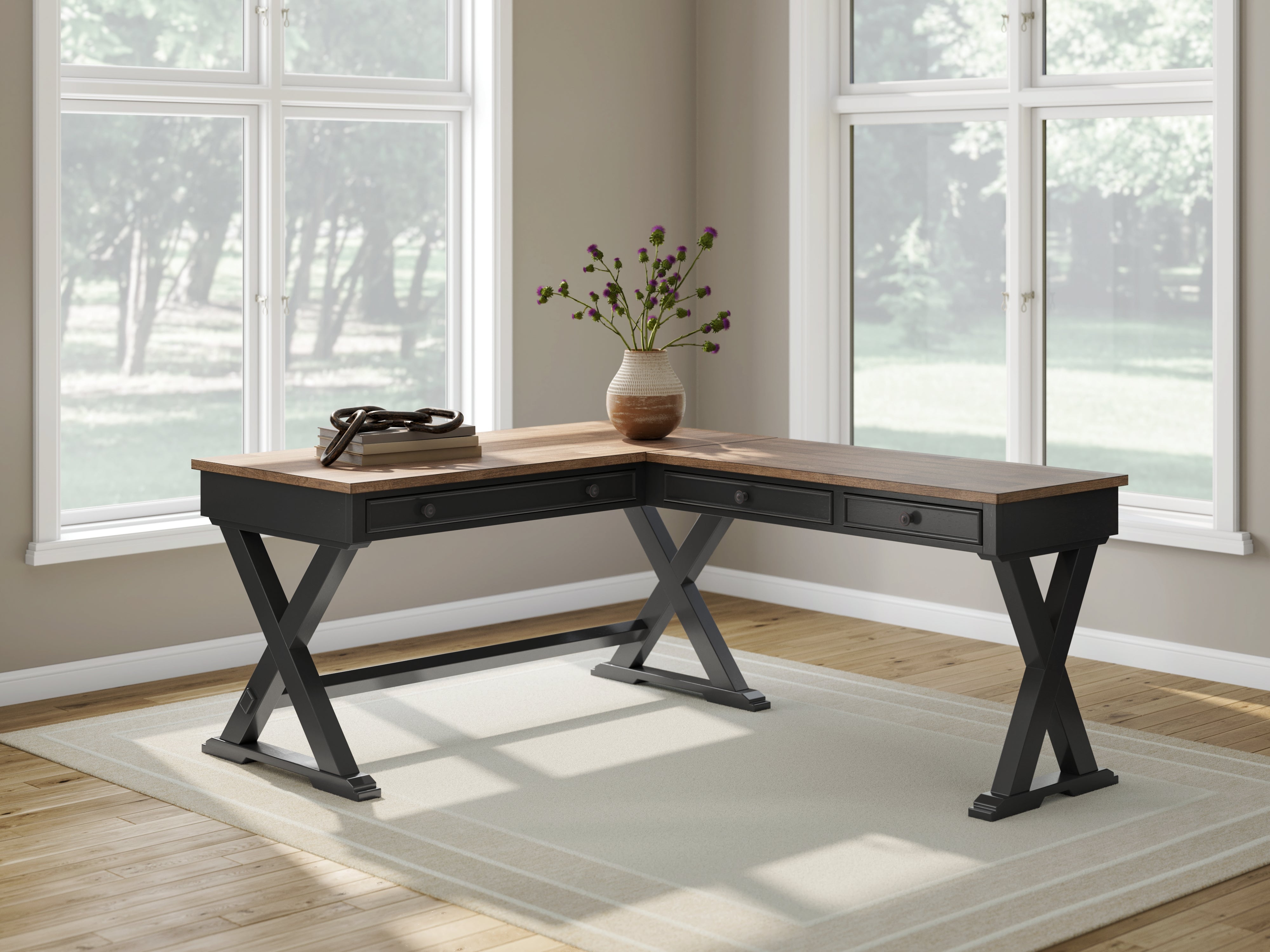Best Deals Furniture - Ashley Furniture - Wildenauer Home Office Desk - Home Office Desk / Brown/Black - H664H2