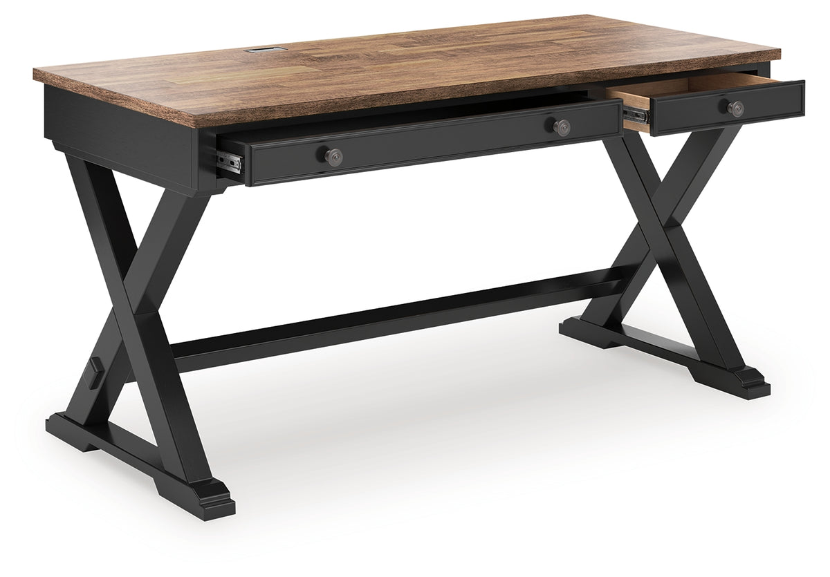 Best Deals Furniture - Ashley Furniture - Wildenauer 60" Home Office Desk - Home Office Desk / Brown/Black - H664-34