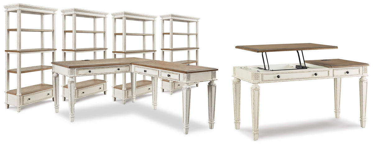 Best Deals Furniture - Ashley Furniture - Realyn Lift-top Desk, L-shaped Desk and 4 Bookcases - Lift-top Desk, L-shaped Desk and 4 Bookcases - H743H4