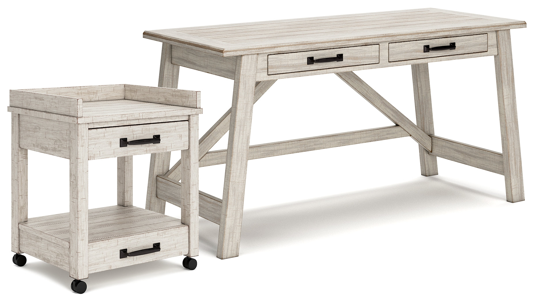 Best Deals Furniture - Ashley Furniture - Carynhurst Home Office Desk and Printer Stand - Home Office Desk and Printer Stand / Whitewash - H755H1