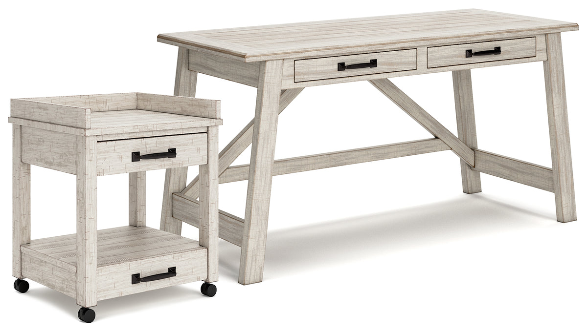 Best Deals Furniture - Ashley Furniture - Carynhurst Home Office Desk and Printer Stand - Home Office Desk and Printer Stand / Whitewash - H755H1
