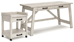 Best Deals Furniture - Ashley Furniture - Carynhurst Home Office Desk and Printer Stand - Home Office Desk and Printer Stand / Whitewash - H755H1