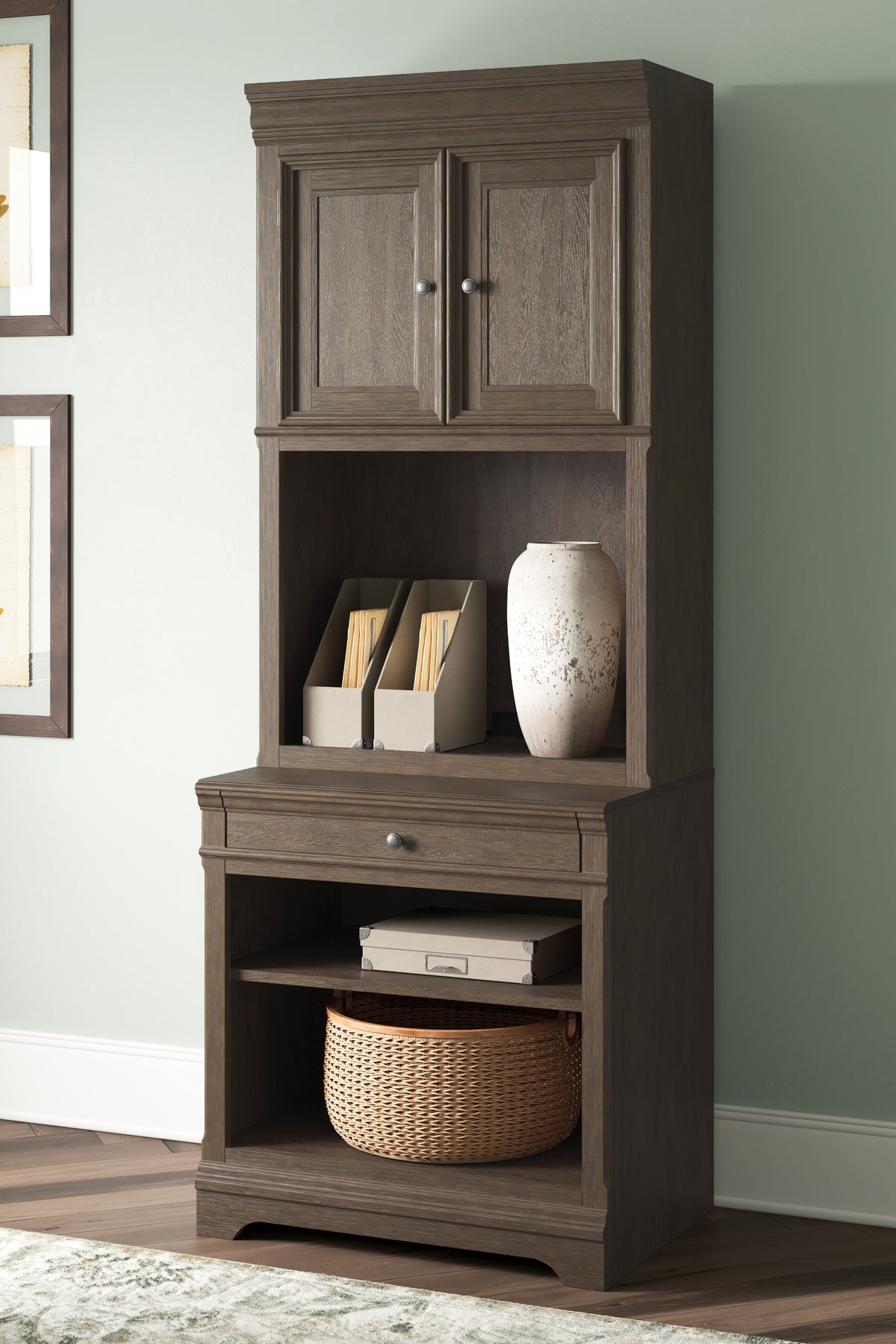 Best Deals Furniture - Ashley Furniture - Janismore Bookcase - Bookcase / Weathered Gray - H776H7