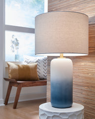 Best Deals Furniture - Ashley Furniture - Lemrich Table Lamp (Set of 2) - Table Lamp (Set of 2) / White/Teal - L123874X2