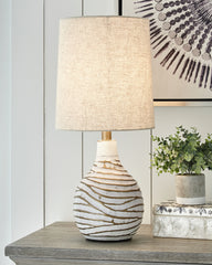 Best Deals Furniture - Ashley Furniture - Aleela Table Lamp (Set of 2) - Table Lamp (Set of 2) / White/Gold Finish - L204194X2