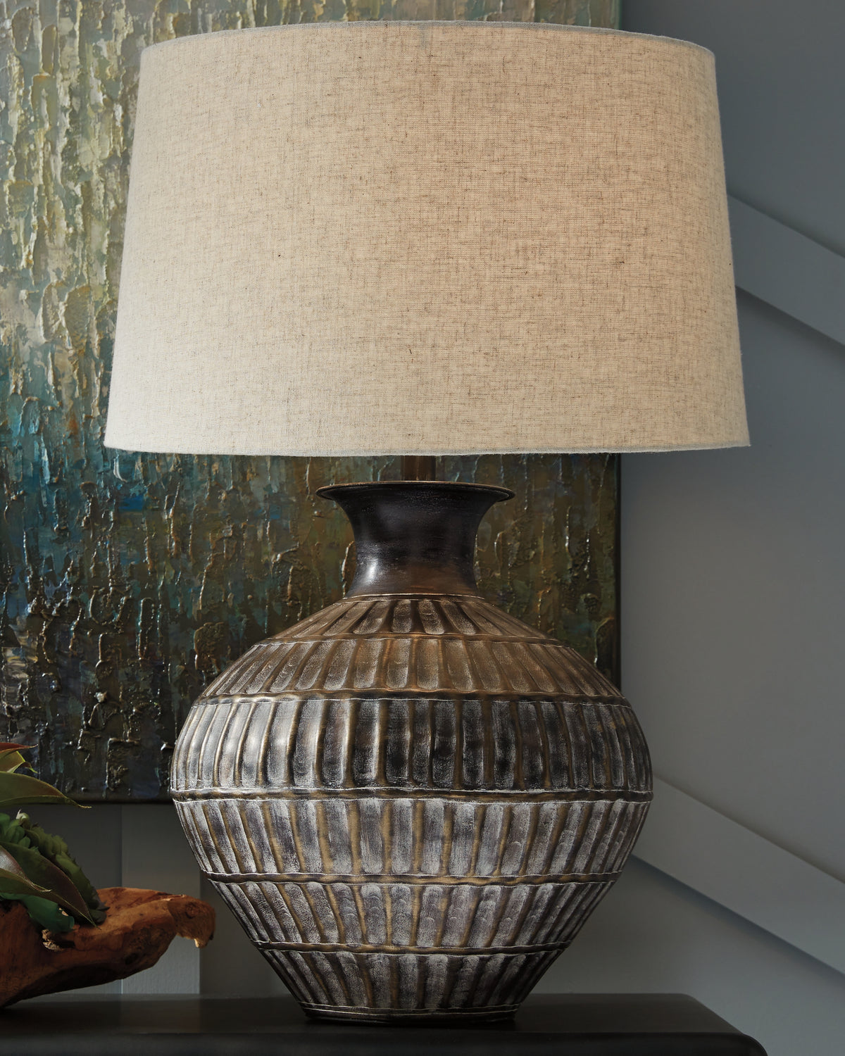 Best Deals Furniture - Ashley Furniture - Magan Table Lamp (Set of 2) - Table Lamp (Set of 2) / Antique Bronze Finish - L207354X2