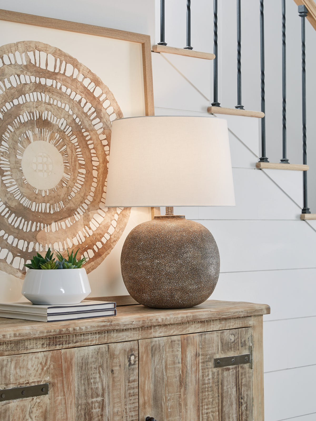 Best Deals Furniture - Ashley Furniture - Neavesboro 2-Piece Lamp Set - 2-Piece Lamp Set / Antique Brown/White - L207484X2