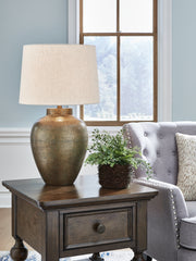 Best Deals Furniture - Ashley Furniture - Madney 2-Piece Lamp Set - 2-Piece Lamp Set / Antique Gold Finish - L207494X2
