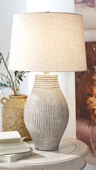 Best Deals Furniture - Ashley Furniture - Layal Table Lamp (Set of 2) - Table Lamp (Set of 2) / Beige - L235634X2