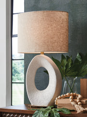 Best Deals Furniture - Ashley Furniture - Trentlen Table Lamp - Paper Table Lamp (1/CN) / Cream/Gold Finish - L235984