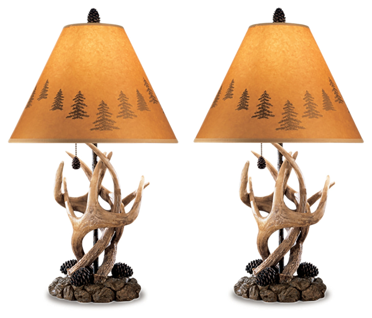 Best Deals Furniture - Ashley Furniture - Derek Table Lamp (Set of 2) - Poly Table Lamp (Set of 2) / Brown - L316984