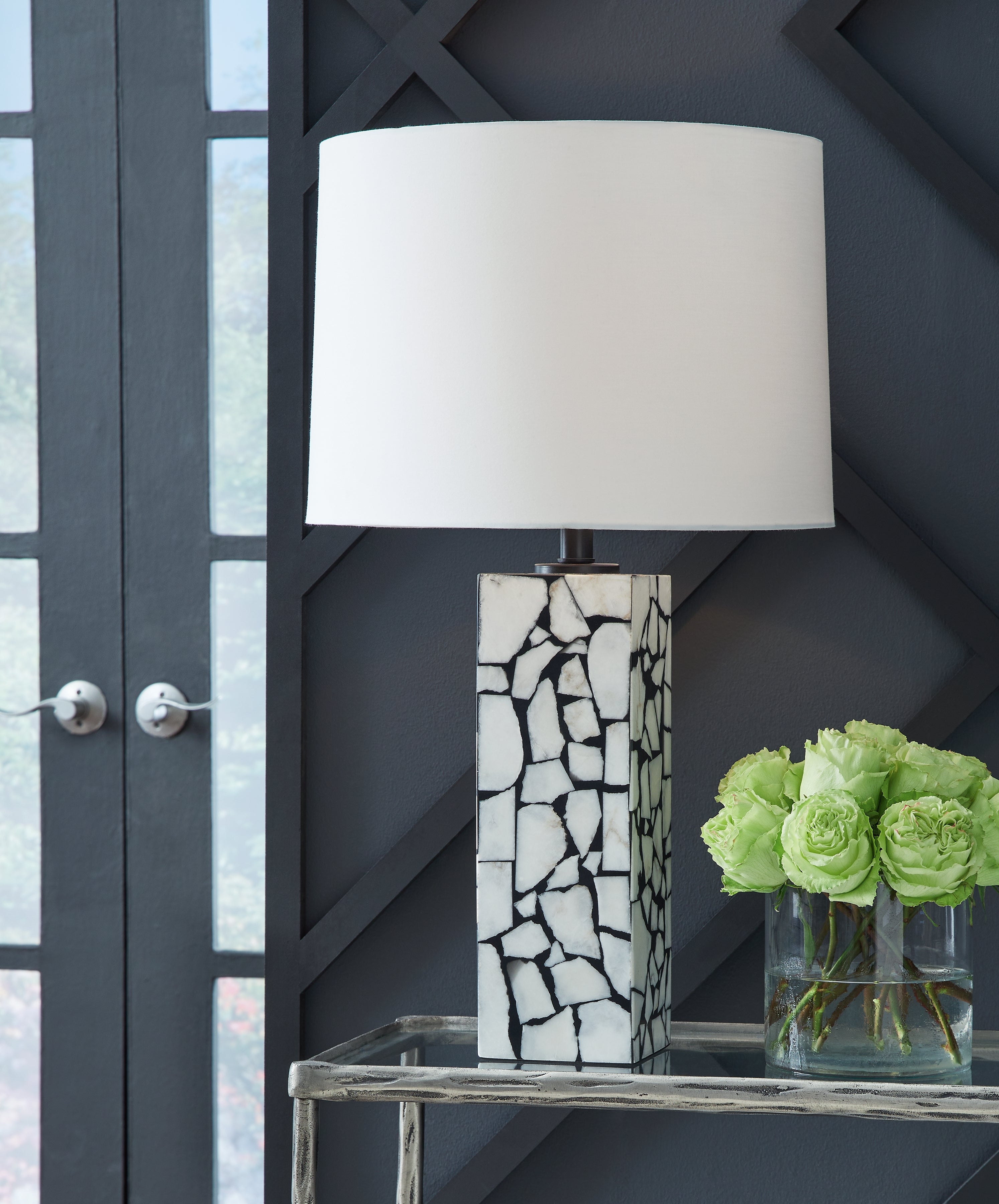 Best Deals Furniture - Ashley Furniture - Macaria Table Lamp (Set of 2) - Table Lamp (Set of 2) / White/Black - L429044X2