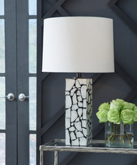 Best Deals Furniture - Ashley Furniture - Macaria Table Lamp (Set of 2) - Table Lamp (Set of 2) / White/Black - L429044X2