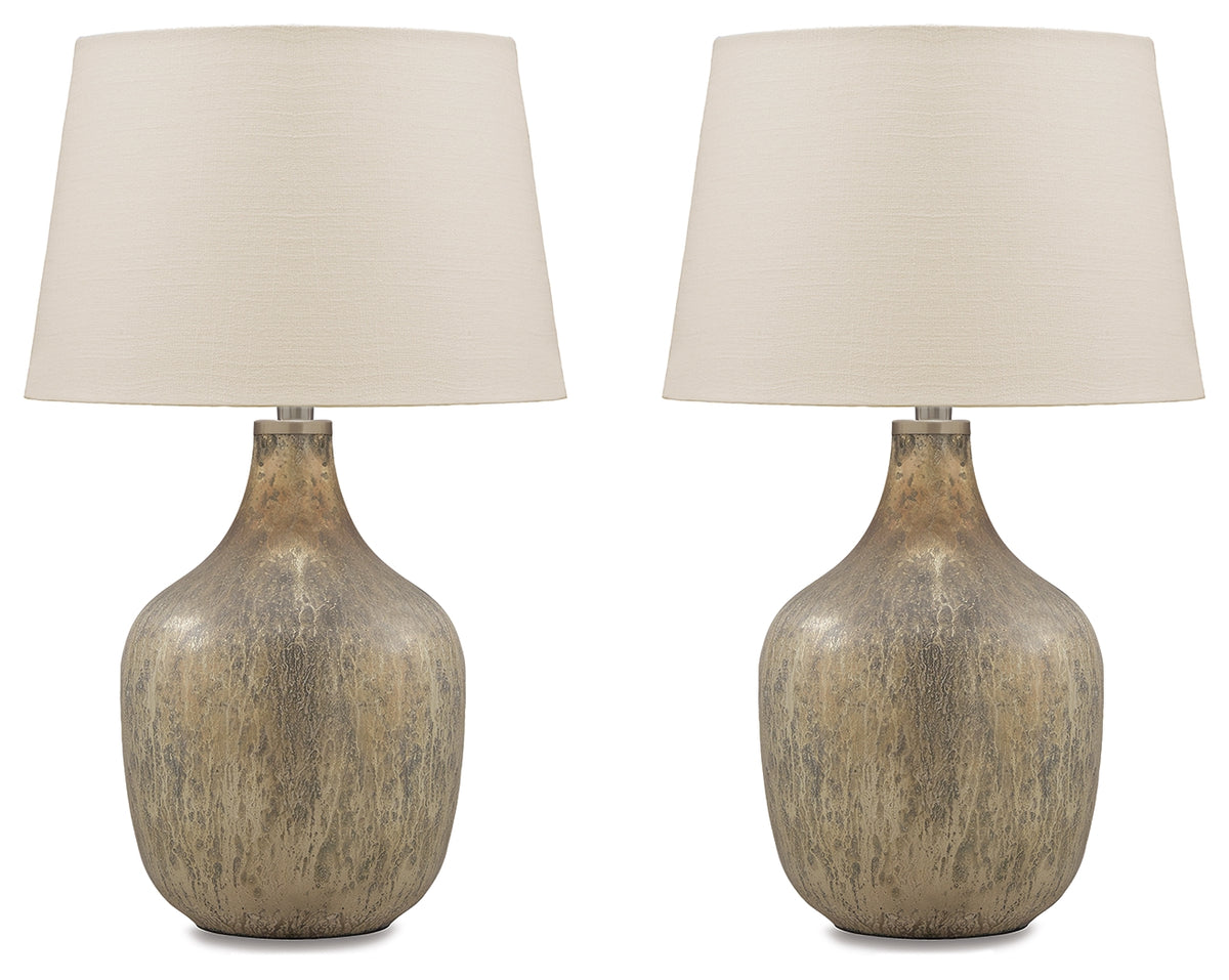 Best Deals Furniture - Ashley Furniture - Mari Table Lamp (Set of 2) - Table Lamp (Set of 2) / Gray/Gold Finish - L430664X2