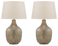 Best Deals Furniture - Ashley Furniture - Mari Table Lamp (Set of 2) - Table Lamp (Set of 2) / Gray/Gold Finish - L430664X2