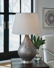 Best Deals Furniture - Ashley Furniture - Bluacy Table Lamp - Glass Table Lamp (1/CN) / Antique Gray - L430834