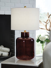Best Deals Furniture - Ashley Furniture - Mette Table Lamp - Glass Table Lamp (1/CN) / Brown/Gold Finish - L430924