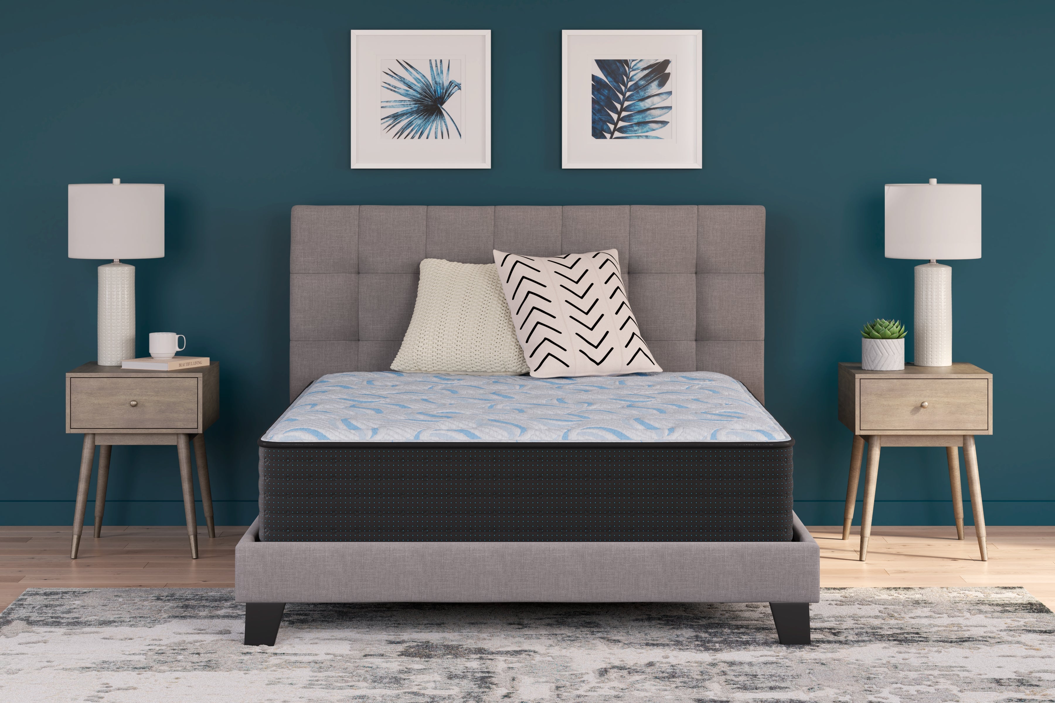 Best Deals Furniture - Ashley Furniture - Elite Springs Firm Mattresses - Twin / Gray/Blue - M40511