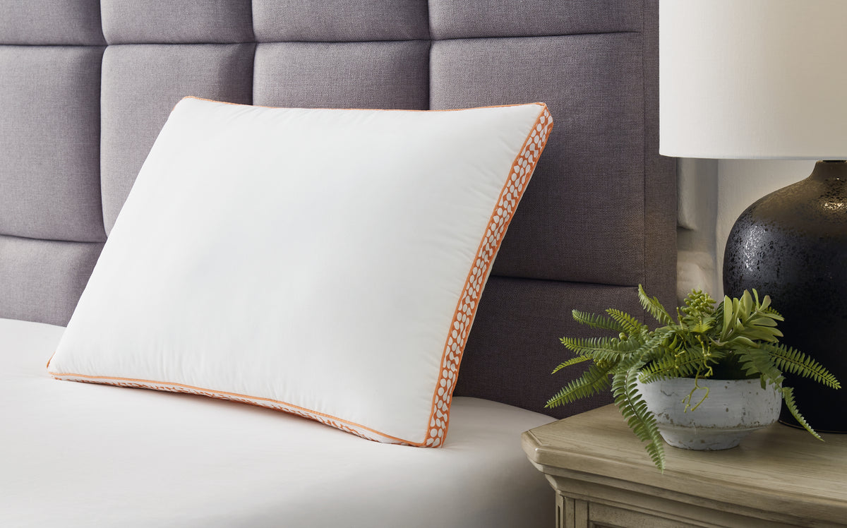 Best Deals Furniture - Ashley Furniture - Zephyr 2.0 3-in-1 Pillow (6/Case) - 3-in-1 Pillow (6/CS) / White/Orange - M52112