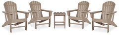 Best Deals Furniture - Ashley Furniture - Sundown Treasure 4 Adirondack Chairs and Outdoor End Table - 4 Adirondack Chairs and Outdoor End Table / Driftwood - P014P2