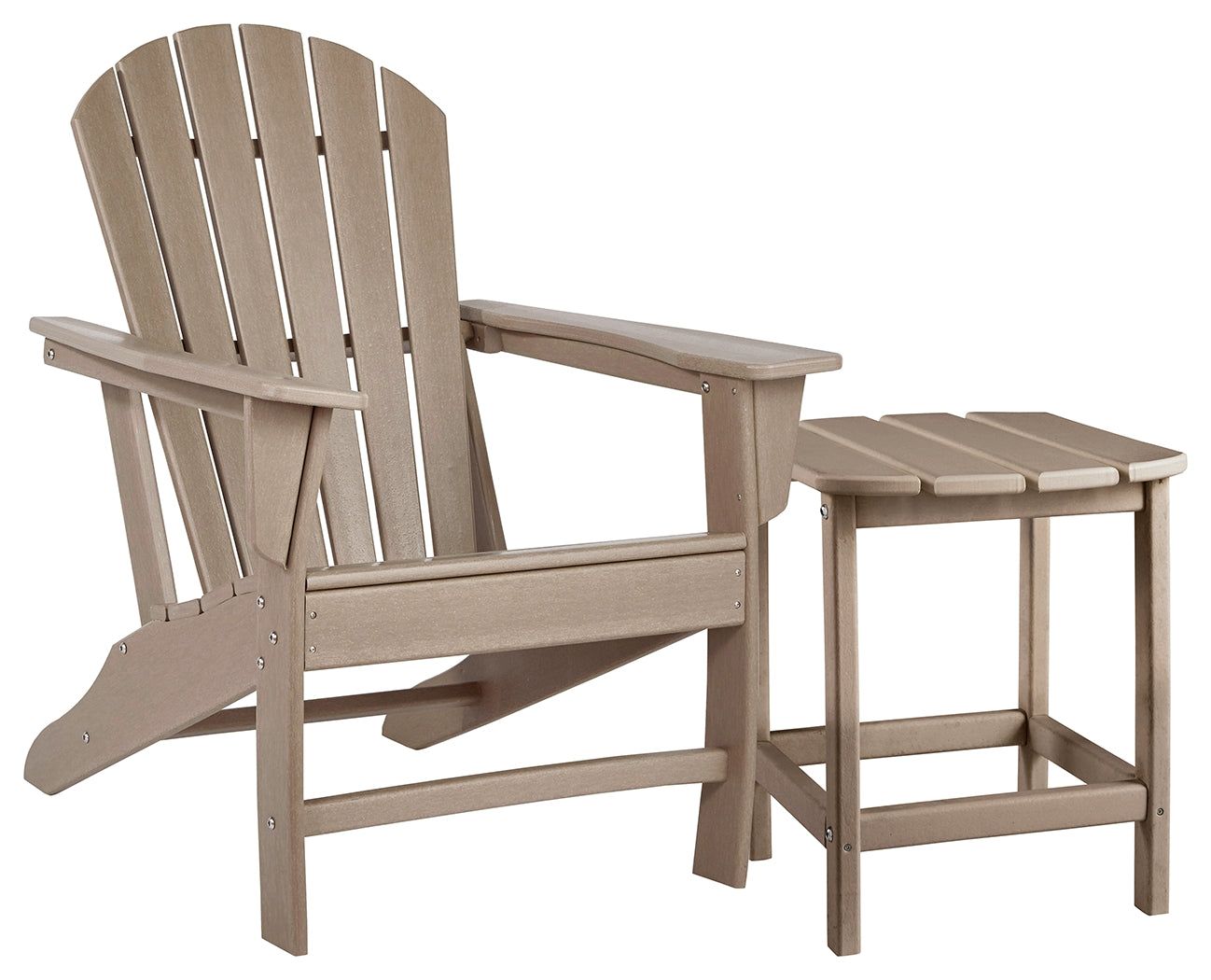 Best Deals Furniture - Ashley Furniture - Sundown Treasure Adirondack Chair with End Table - Adirondack Chair with End Table / Driftwood - P014P1
