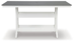 Best Deals Furniture - Ashley Furniture - Transville Outdoor Counter Height Dining Table - RECT COUNTER TABLE W/UMB OPT / Gray/White - P210-642