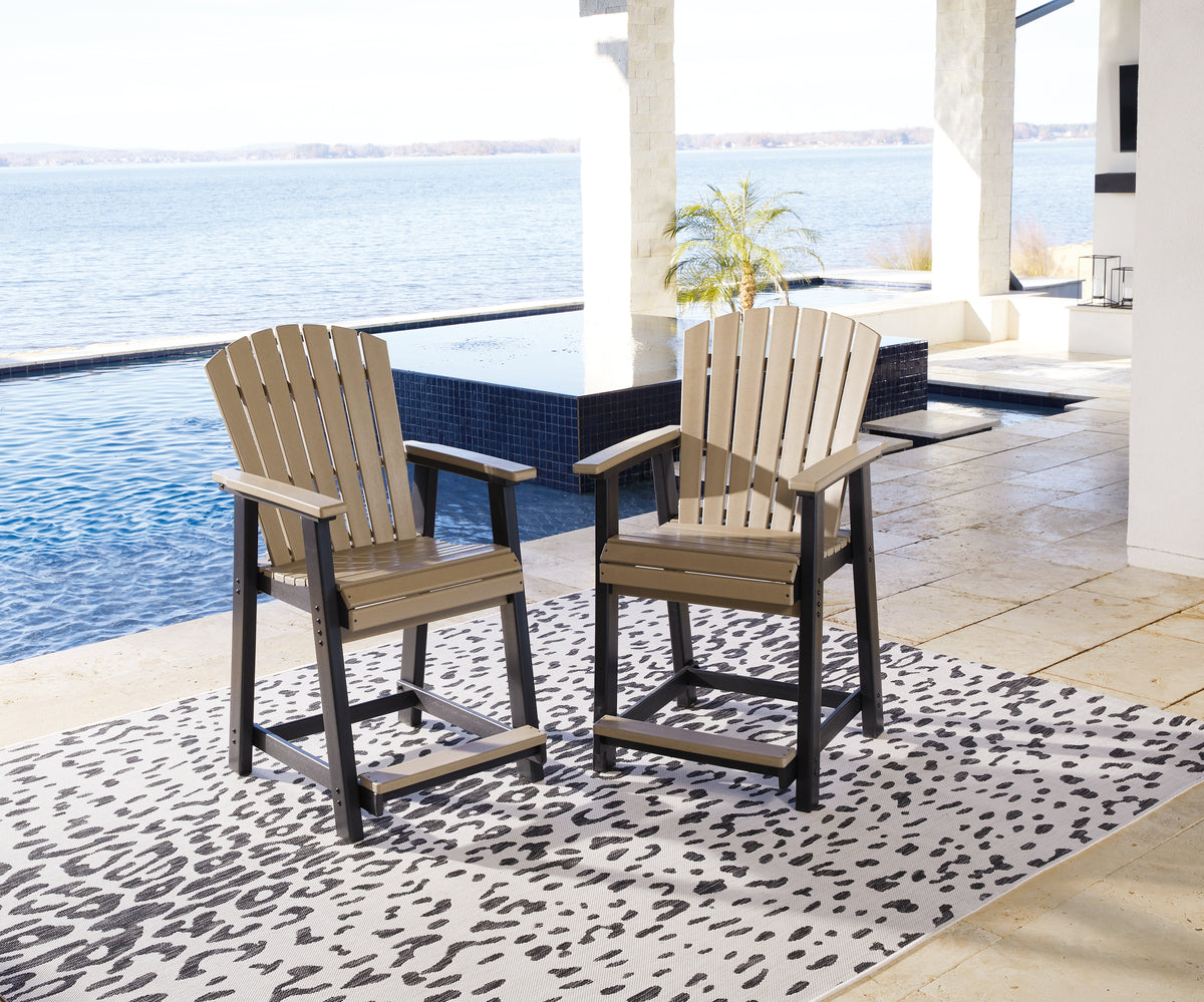 Best Deals Furniture - Ashley Furniture - Fairen Trail Outdoor Counter Height Bar Stool (Set of 2) - Barstool (Set of 2) / Black/Driftwood - P211-124