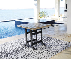 Best Deals Furniture - Ashley Furniture - Fairen Trail Outdoor Counter Height Dining Table - Square Counter TBL w/UMB OPT / Black/Driftwood - P211-632