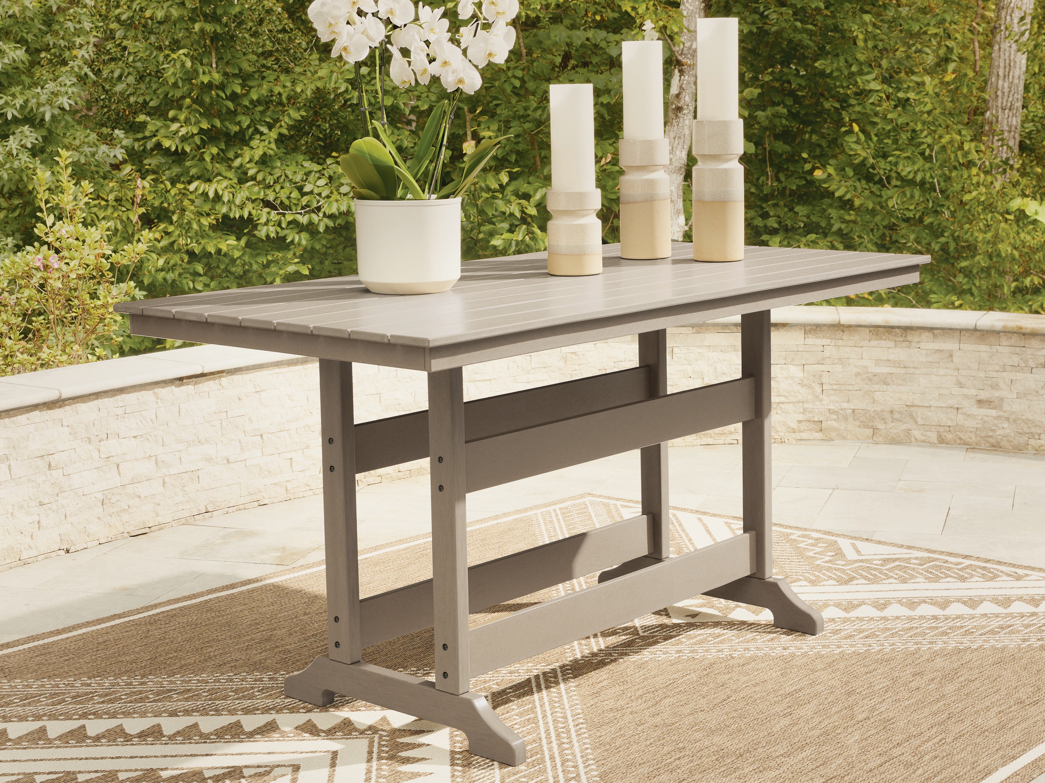 Best Deals Furniture - Ashley Furniture - Seacliff Beach Outdoor Counter Height Dining Table - RECT COUNTER TABLE W/UMB OPT - PCP228-642