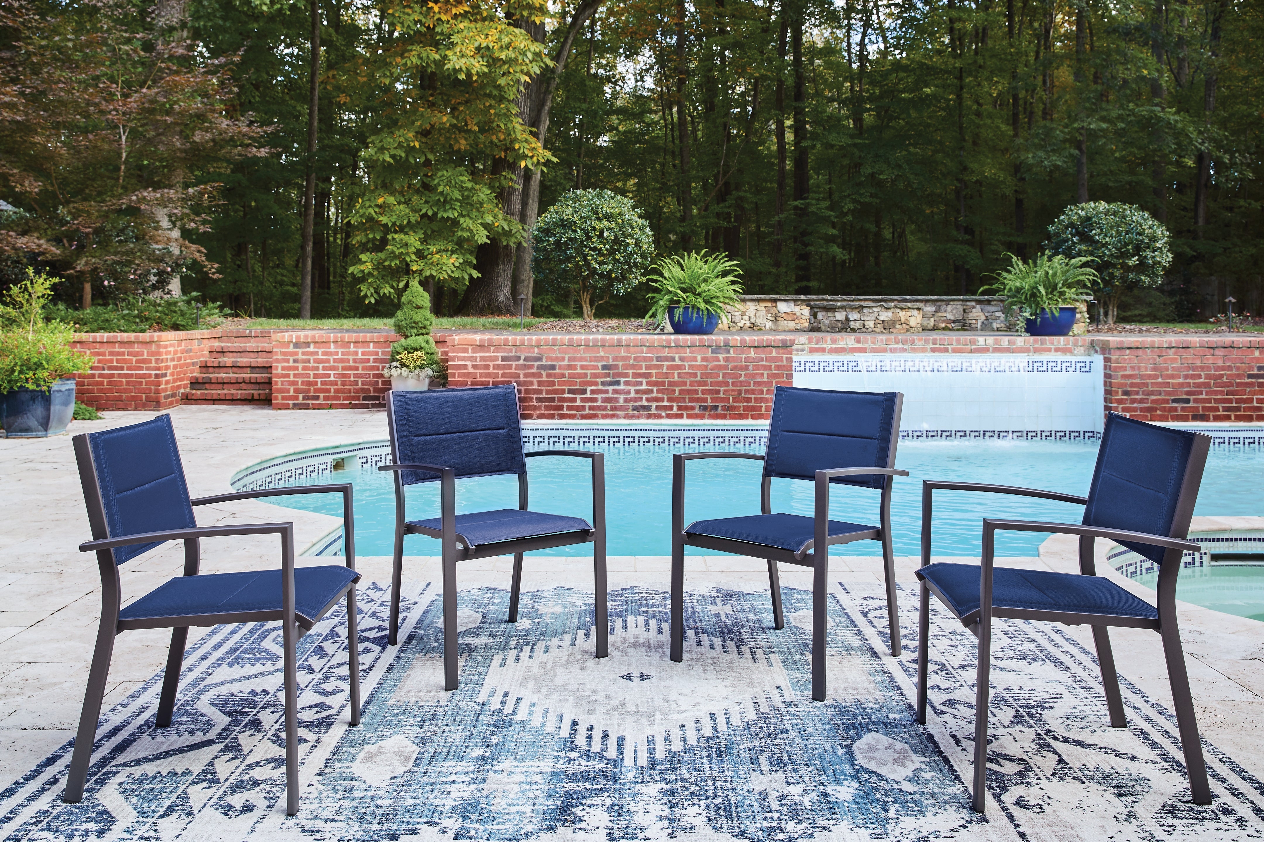 Best Deals Furniture - Ashley Furniture - Rocky Creek Outdoor Sling Arm Chair (Set of 4) - Sling Arm Chair (4/CN) - PCP326-601A