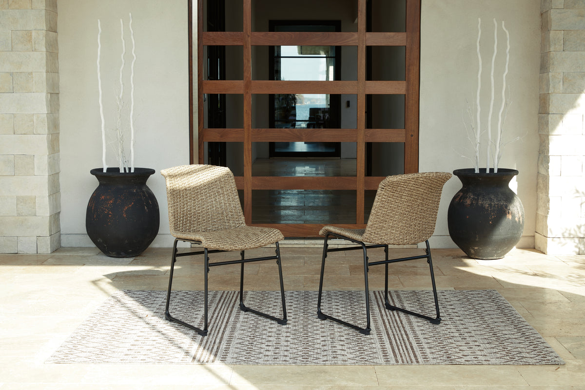 Best Deals Furniture - Ashley Furniture - Amaris Outdoor Dining Chair (Set of 2) - Chair (Set of 2) / Brown/Black - P369-601