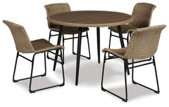 Best Deals Furniture - Ashley Furniture - Amaris Outdoor Dining Table with 4 Chairs - Outdoor Dining Table with 4 Chairs / Brown/Black - P369P1
