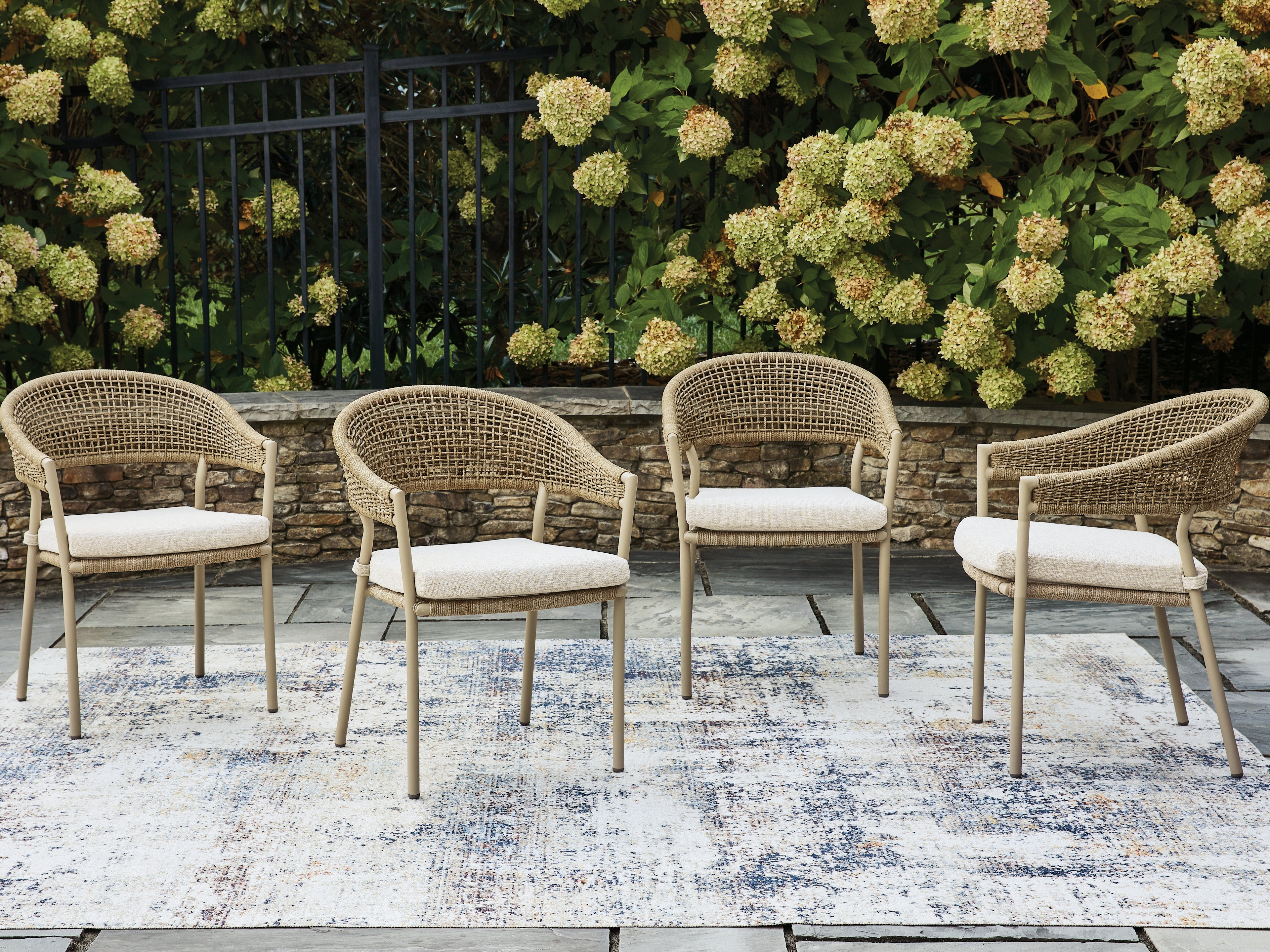 Best Deals Furniture - Ashley Furniture - Orchard Beach Outdoor Arm Chair with Cushion (Set of 4) - Arm Chair With Cushion (4/CN) - PCP373-601A