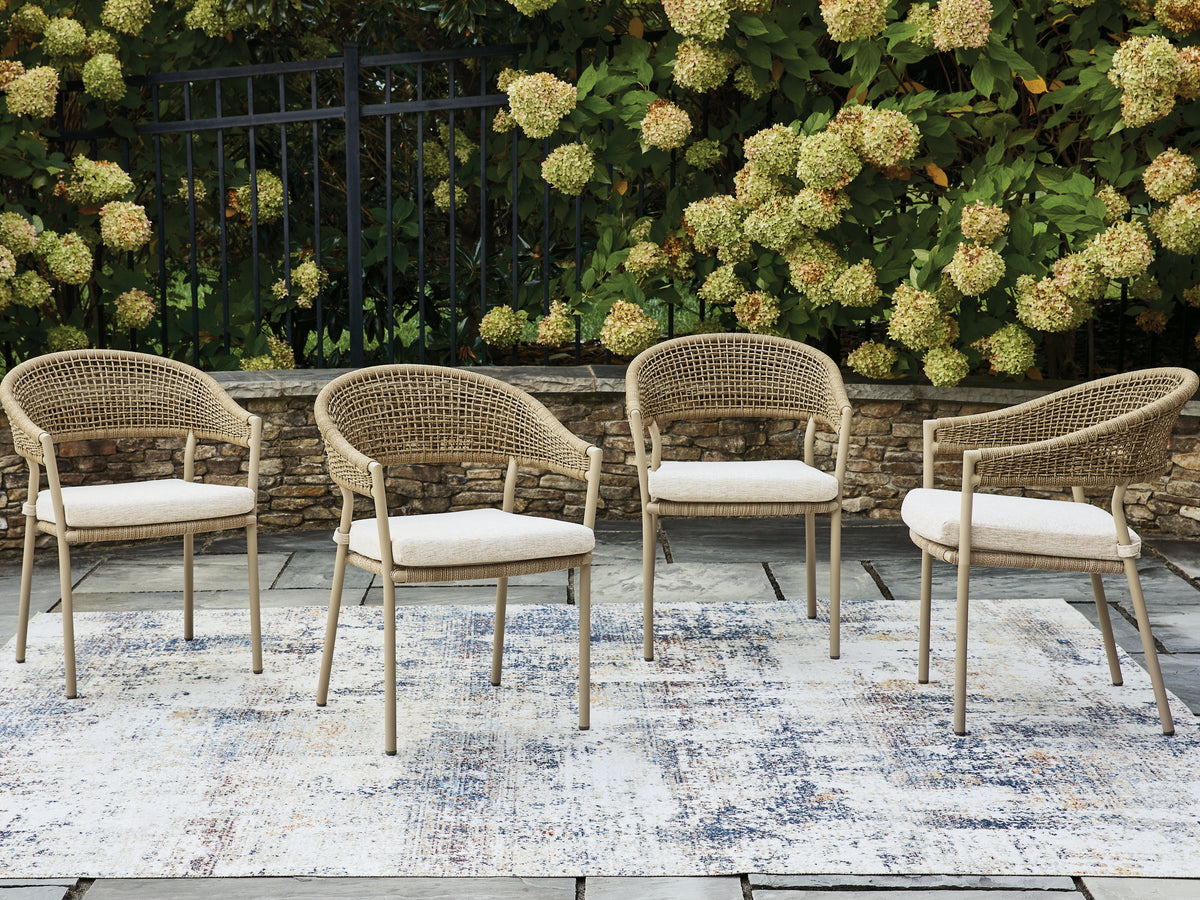 Best Deals Furniture - Ashley Furniture - Orchard Beach Outdoor Arm Chair with Cushion (Set of 4) - Arm Chair With Cushion (4/CN) - PCP373-601A