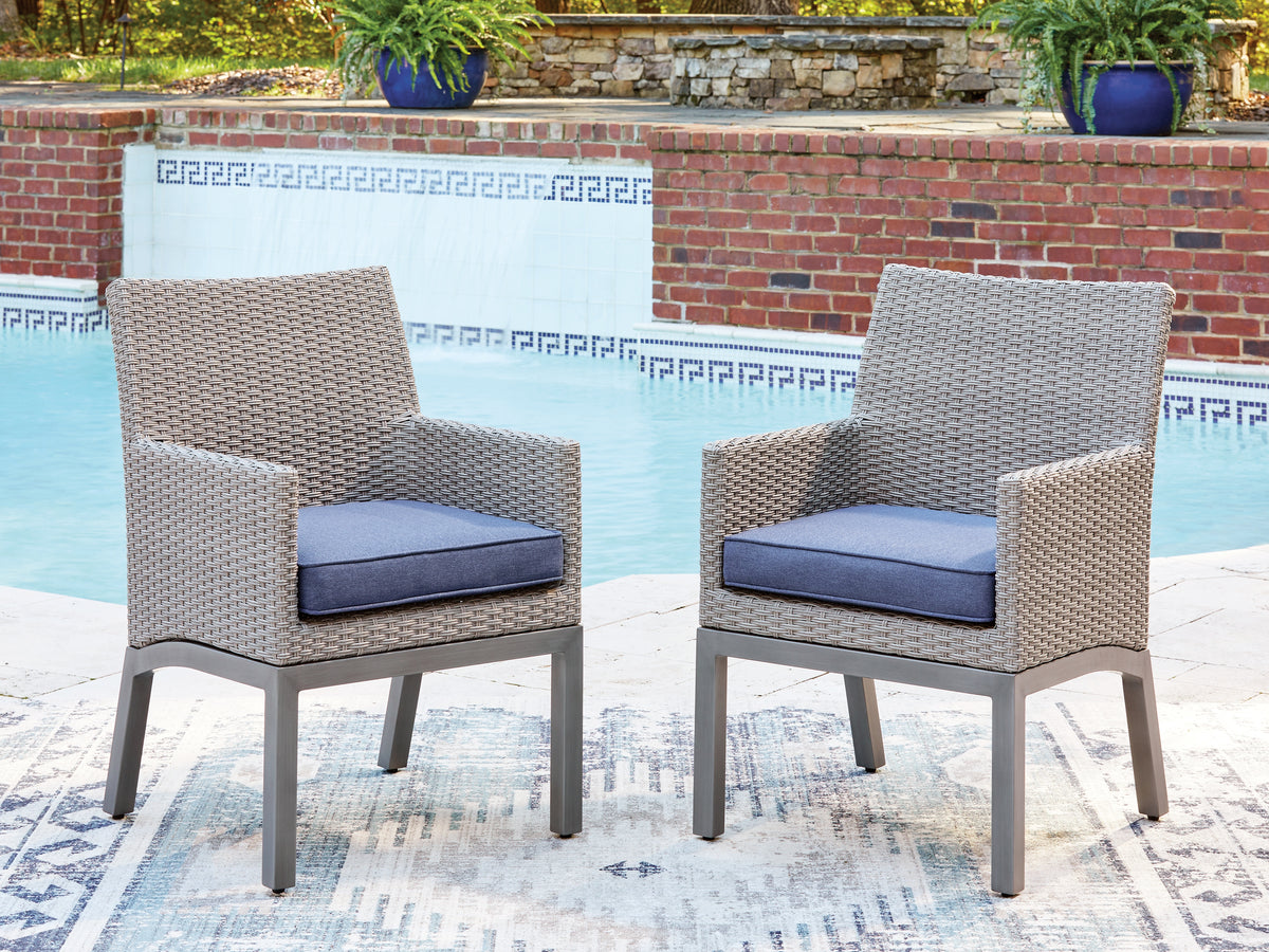 Best Deals Furniture - Ashley Furniture - Half Moon Beach Outdoor Arm Chair with Cushion (Set of 2) - Arm Chair With Cushion (Set of 2) - PCP418-601A