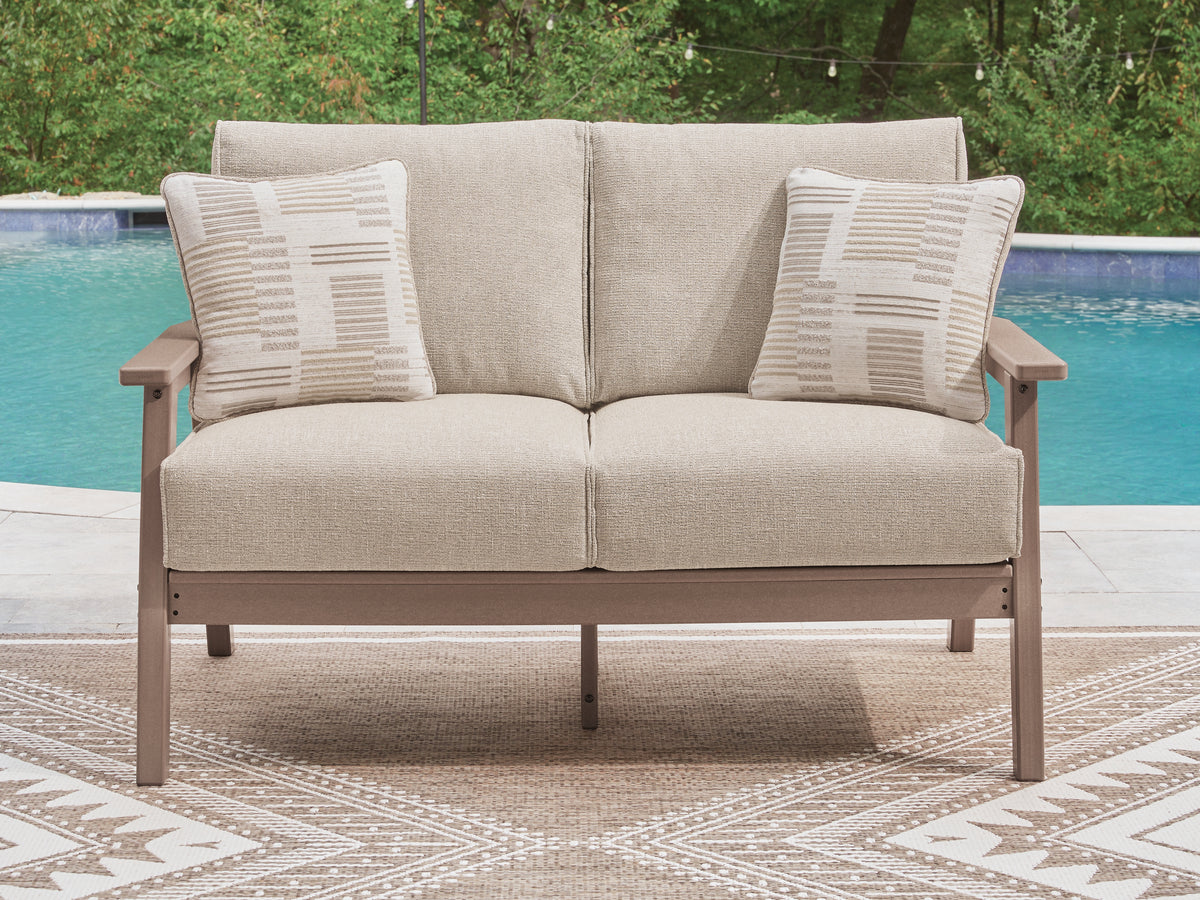 Best Deals Furniture - Ashley Furniture - Grover Beach Outdoor Loveseat with Cushion - Loveseat w/Cushion - PCP422-835