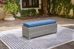 Best Deals Furniture - Ashley Furniture - Naples Beach Outdoor Bench with Cushion - Bench with Cushion / Light Gray - P439-600