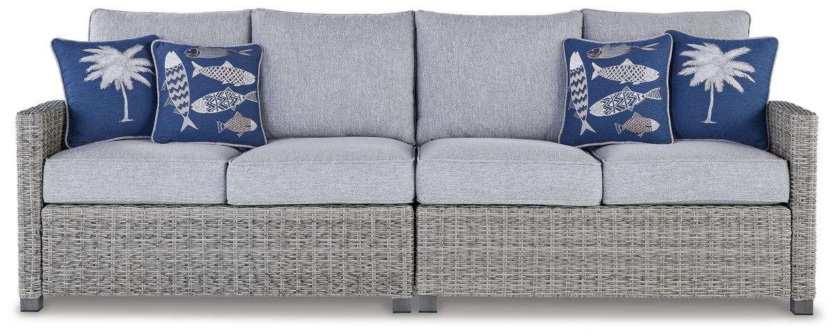 Best Deals Furniture - Ashley Furniture - Naples Beach Outdoor Right and Left-arm Facing Loveseat with Cushion (Set of 2) - RAF/LAF Loveseat w/CUSH (Set of 2) / Light Gray - P439-854