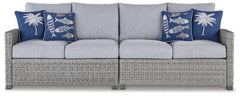 Best Deals Furniture - Ashley Furniture - Naples Beach Outdoor Right and Left-arm Facing Loveseat with Cushion (Set of 2) - RAF/LAF Loveseat w/CUSH (Set of 2) / Light Gray - P439-854