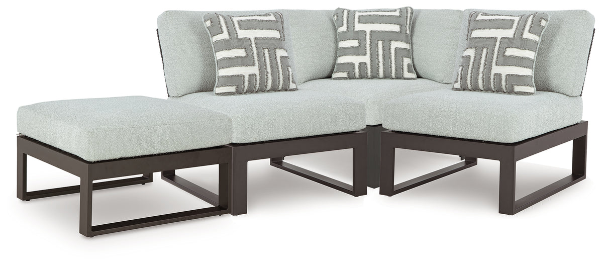 Best Deals Furniture - Ashley Furniture - Beachloft 4-Piece Outdoor Sectional - 4-Piece Outdoor Sectional / Black/Gray - P490P7